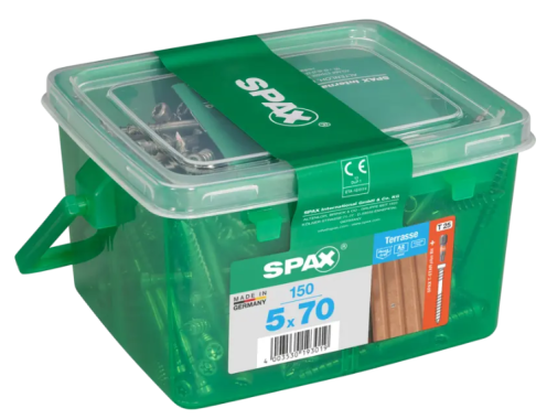 SPAX Terrassenschraube, 5 x 70 mm, 150 Stück, Befestigungsgewinde, Zylinderkopf, 4507000500709